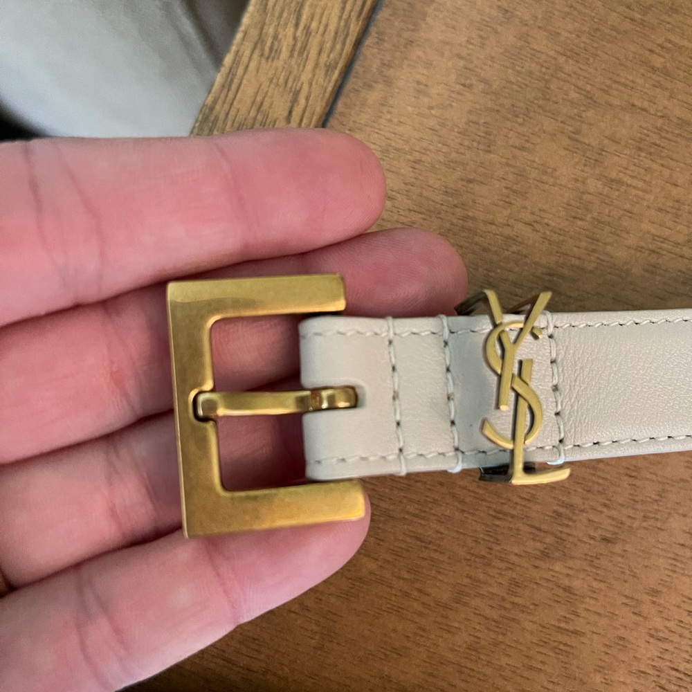 Saint Laurent Monogram Ivory YSL Logo Belt - Picture 4 of 14